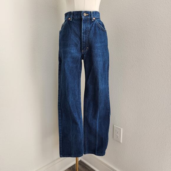 Lee Denim - Vintage 90s Lee High Waist Straight Leg Jeans Dark Wash Denim USA Made 2